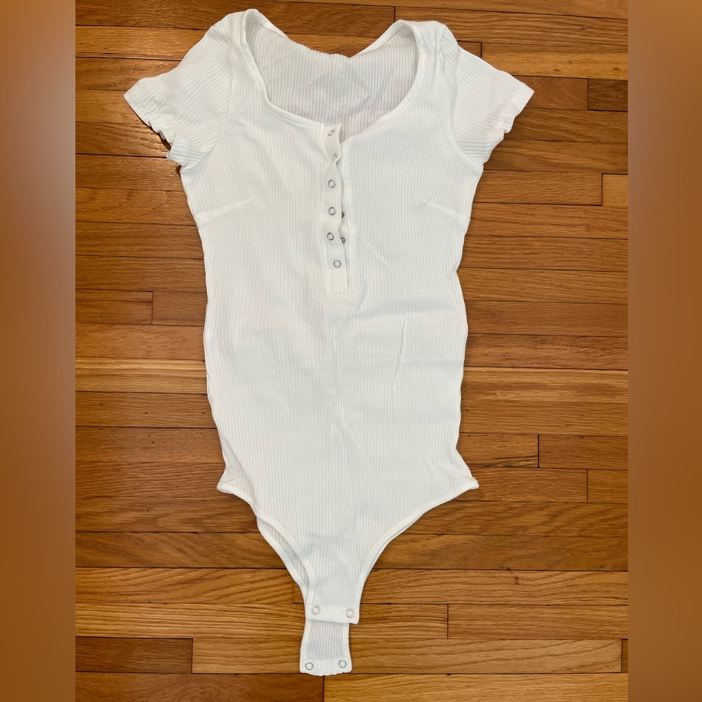 Amazon White Ribbed Women's Bodysuit